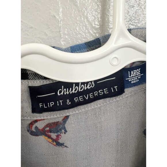 Chubbies Reversible Shirt Plaid Snowboarding Dinosaurs Fun Novelty Size Large - Picture 5 of 8